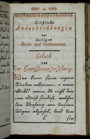 Geistliche Andachtsübungen zur heiligen Beicht und Communion.