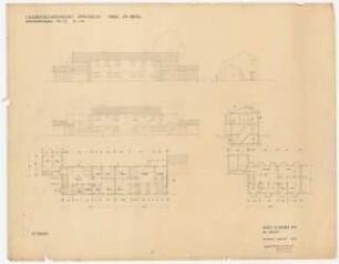 Siedlung Hinrichssegen, Bruckmühl Mehrfamilienwohnhaus: Grundriss 1:100; Ansichten 1:100