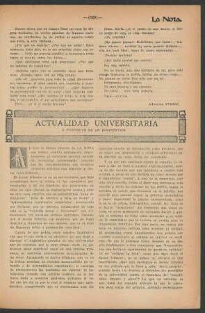 Actualidad universitaria : A proposito de un diagnostico