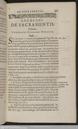 Locus XXV. De Sacramentis
