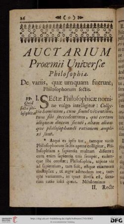 Auctarium Prooemii Universae Philosophiae