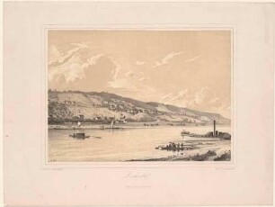 Loschwitz bei Dresden vom Gasthof Schillergarten in Blasewitz über die Elbe gesehen, Blick in östliche Richtung