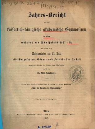 Jahresbericht. 1857/58
