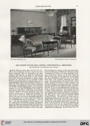 Die vierte Etage des "Hotel Continental" München: neue Innen-Räume von Ferdinand Götz, München