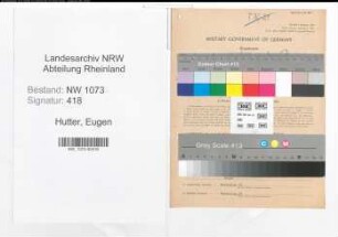 Entnazifizierung Eugen Hutter , geb. 14.11.1898 (Kraftfahrzeugmechaniker)
