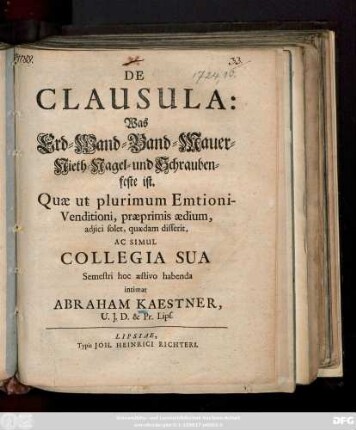 De Clausula: Was Erd-, Wand-, Band-, Mauer-, Niet-, Nagel- und Schrauben-feste ist