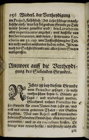 Antwort auff die Vertheydigung des Siebenden Grundes.