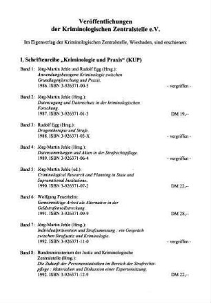 Veröffentlichungen der Kriminologischen Zentrale e.V.