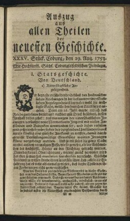 XXXV. Stück. Coburg, den 29. Aug. 1753.