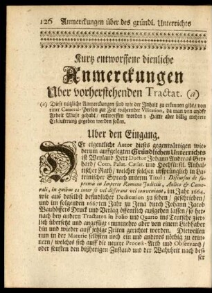 Kurtz entworffene dienliche Anmerckungen uber vorherstehenden Tractat.