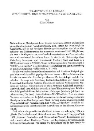 Traditionelle Lokale Geschichts- und Heimatvereine in Hamburg