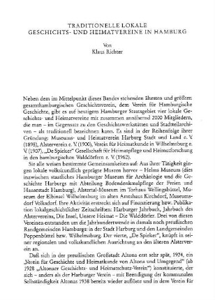 Traditionelle Lokale Geschichts- und Heimatvereine in Hamburg
