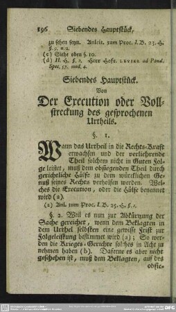 Siebendes Hauptstück. Von Der Execution oder Vollstreckung des gesprochenen Urtheils