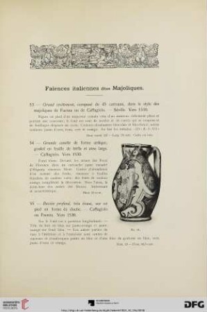 Faiences italiennes dites Majoliques (No. 53-113)