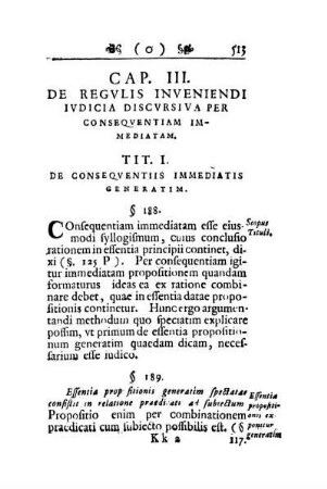 Cap. III. De Regvlis Inveniendi Ivdicia Discvrsiva Per Conseqventiam Immediatam.