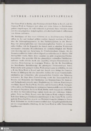 Sonder-Fabrikationszweige