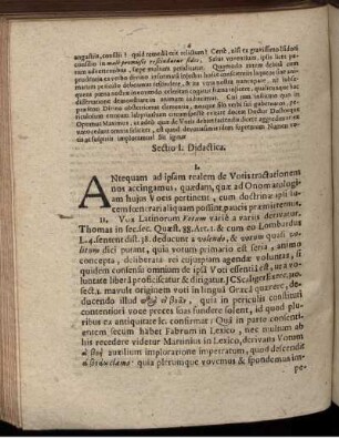 Sectio I. Didactica