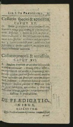 Collatio speciei & accidentis. Caput XV.