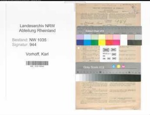Entnazifizierung Karl Vorhoff , geb. 09.06.1888 (Inspektor)