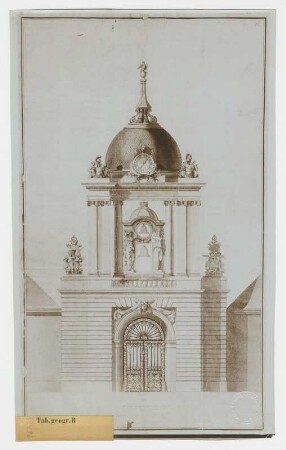 Potsdam, Stadtschloss, Portalbau, Entwurf, Aufriss : Potsdam, Stadtschloss, Portalbau, Aufriss, Jean de Bodt, um 1700. Feder, Pinsel in Wasserfarbe/Papier. Maßstab ohne Maßeinheit.