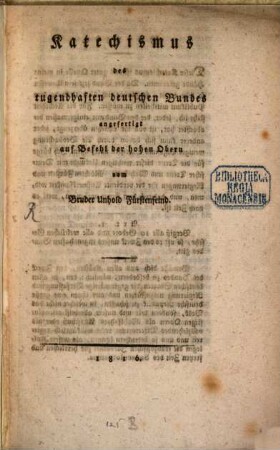 Katechismus des tugendhaften teutschen Bundes