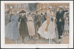 Cuadros urbanos. - El paseo en la calle Florida : Gouache de Alonso