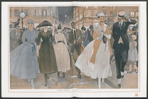 Cuadros urbanos. - El paseo en la calle Florida : Gouache de Alonso