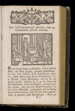 [1] Wie Tyll Eulenspiegel geboren, und zu dreienmalen getauft worden. - [20] Wie Eulenspiegel zu Prag in Boehmen auf der hohen Schule mit Studenten disputirte und sehr wohl bestunde.