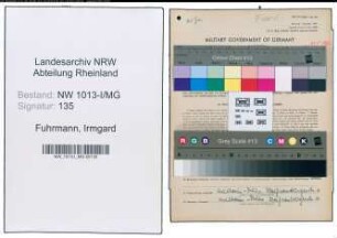 Entnazifizierung Irmgard Fuhrmann , geb. 13.09.1920 (Kaufmaennische Angestellte)