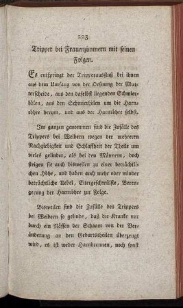 Tripper bei Frauenzimmern mit seinen Folgen