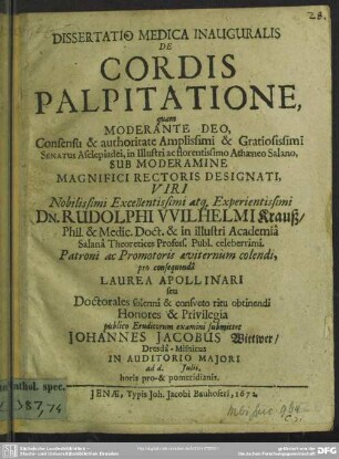 Dissertatio medica inauguralis de cordis palpitatione