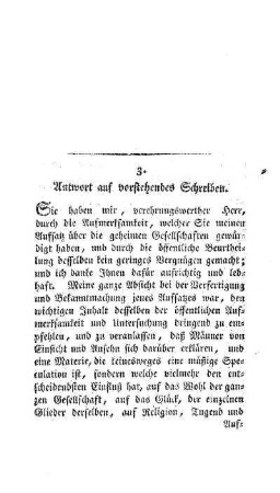 Antwort auf vorstehendes Schreiben