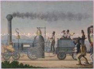 Darstellung einer frühen Dampflokomotive