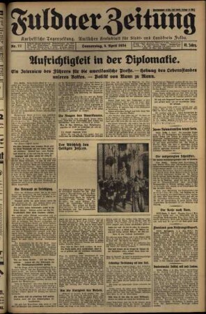 Erste Ausgabe vom Donnerstag, den 05. April 1934.