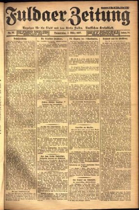 Erste Ausgabe vom Donnerstag, den 03. März 1927.