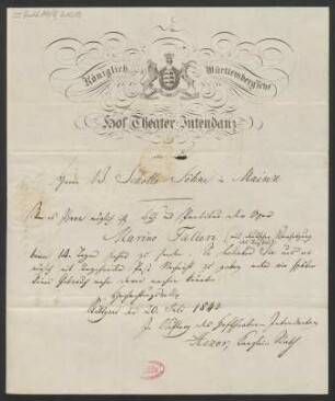 Brief an B. Schott's Söhne : 20.07.1843