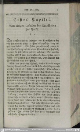 Erstes Capitel. Von einigen Ursachen der Krankheiten des Volks