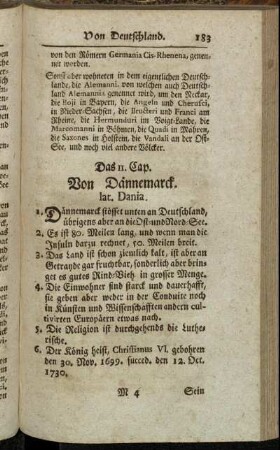Das 11. Cap. Von Dännemarck. lat. Dania.