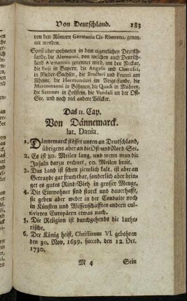 Das 11. Cap. Von Dännemarck. lat. Dania.
