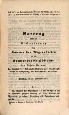 Verhandlungen der Kammer der Reichsräthe des Königreichs Bayern. [Protokoll-Band]. [51] = 1847,Beil.2