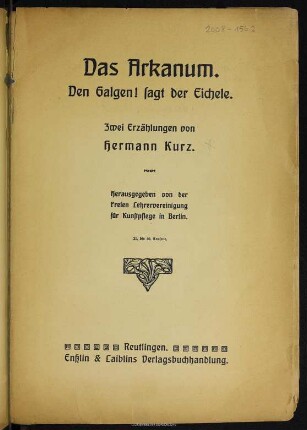 Das Arkanum : 2 Erzählungen