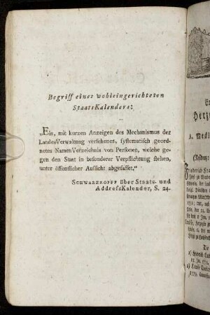 Begriff eines wohleingerichteten StaatsKalenders: [...]