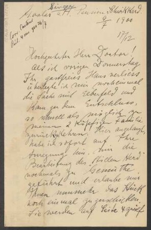 Brief an B. Schott's Söhne : 09.07.1900