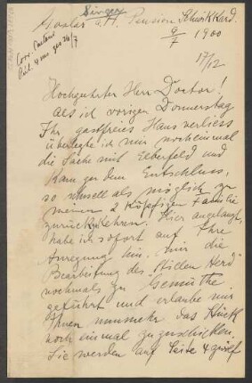 Brief an B. Schott's Söhne : 09.07.1900