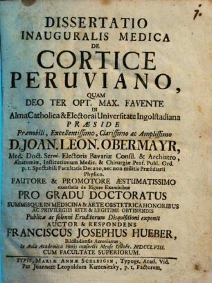 Diss. inaug. med. de cortice peruviano