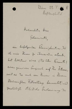 Nr. 8. Brief von Konrad Burdach an Ulrich von Wilamowitz-Moellendorff. Wien, 22.1.[...]