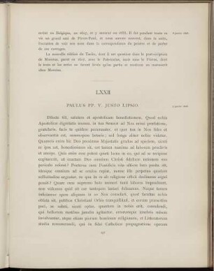 LXXII. Le pape Paul V à Juste Lipse. Rome, 7 janvier 1606