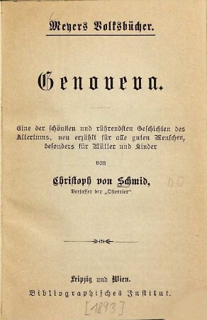 Genoveva : Eine d. schönsten u. rührendsten Geschichten d. Altertums, ... - (Die Ostereier. - Der Weihnachtsabend.)