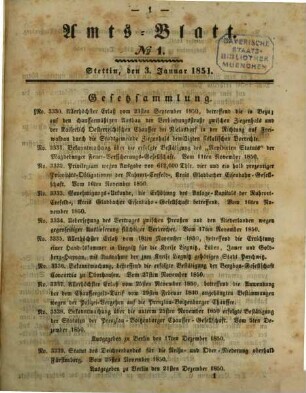 Amtsblatt der Regierung in Stettin. 1851 = Jg. 41