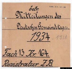 Mitteilungen des Deutschen Gemeindetages.
